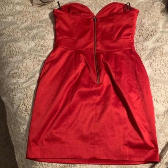 Bebe Red Strapless Heart Shaped Summer Dress Sz S - Picture 4 of 8